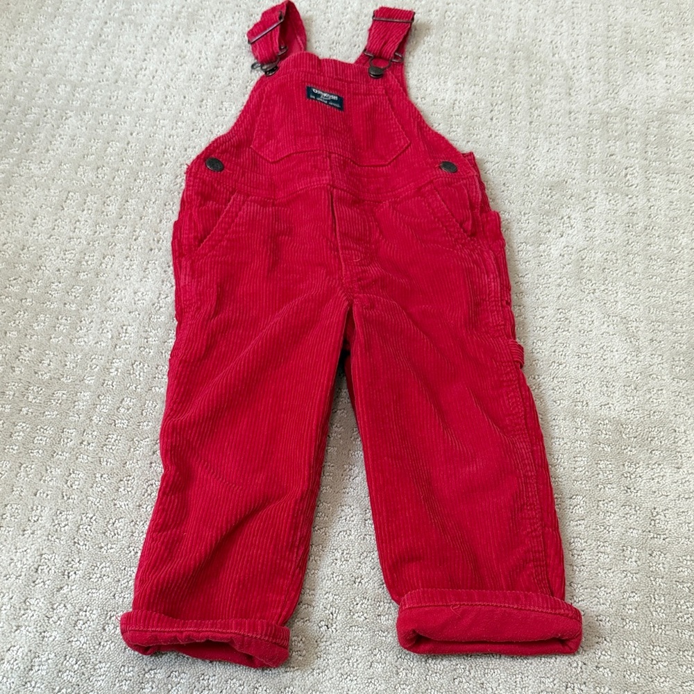 OshKosh B'gosh Bright Red Corduroy Overalls